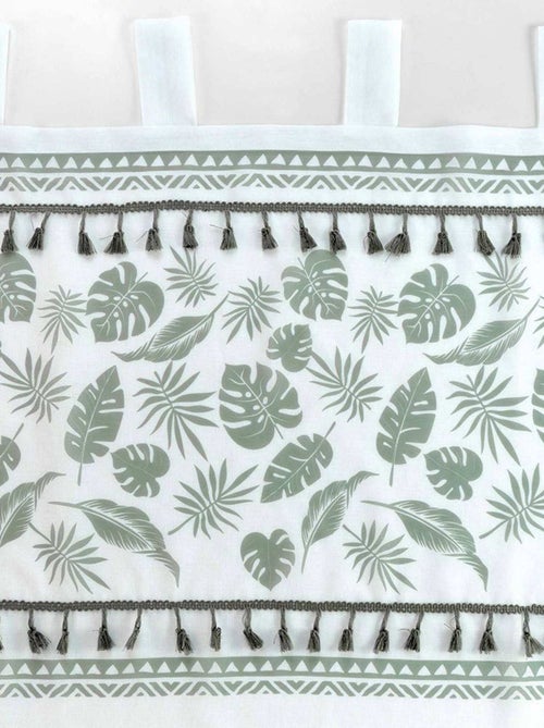 Voilage à œillets 140x280 sable top imprimé pompon Milagreen blanc - Kiabi