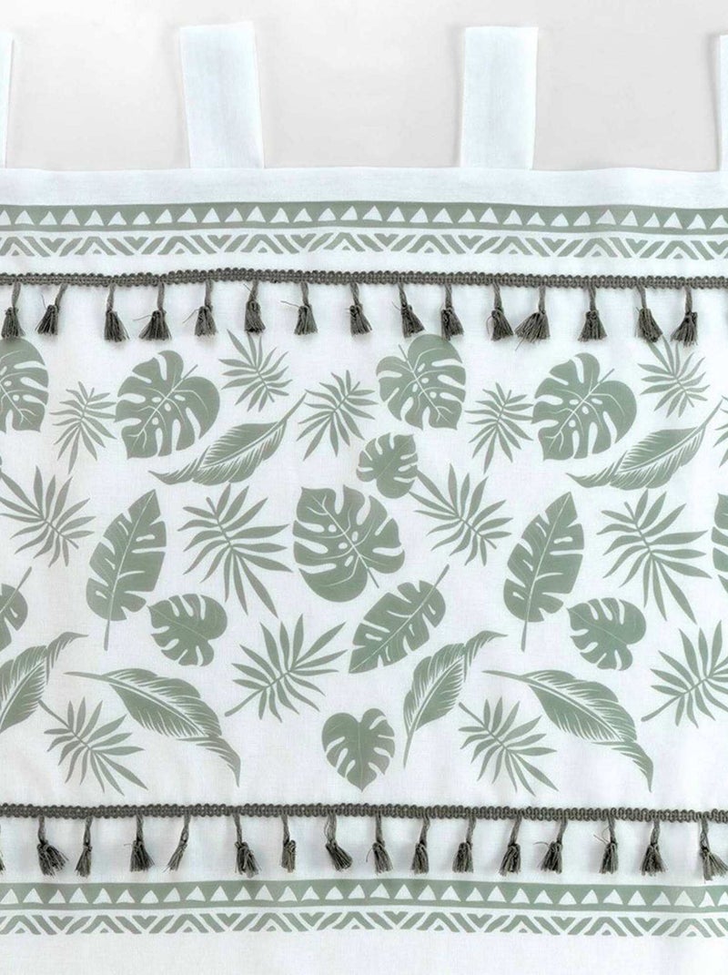 Voilage à œillets 140x280 sable top imprimé pompon Milagreen blanc Blanc - Kiabi