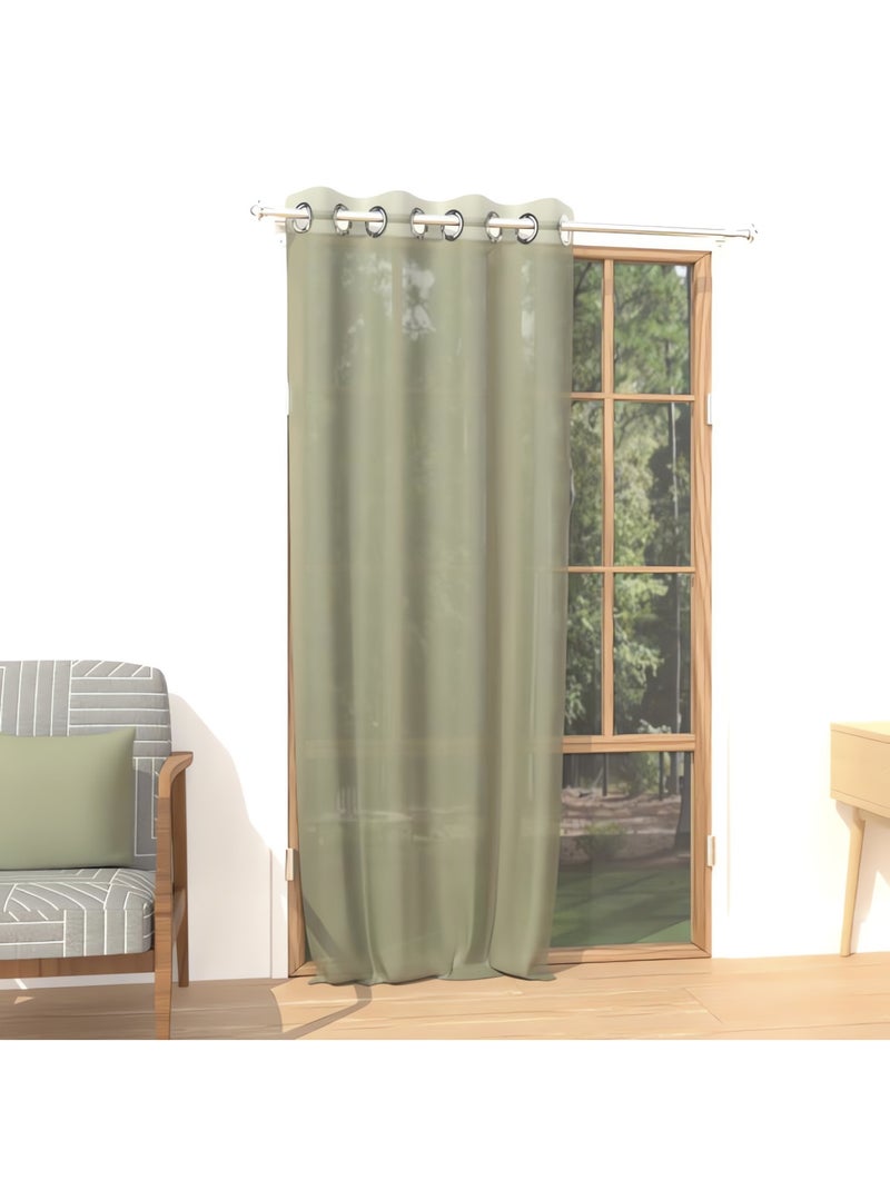 Voilage à oeillets ALIX, par Soleil d'ocre Vert kaki - Kiabi