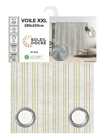 Voilage à oeillets baie vitrée 280x250 cm BELLA, par Soleil d'ocre