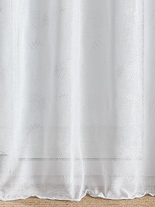 Voilage à oeillets brodé feuilles - Kiabi