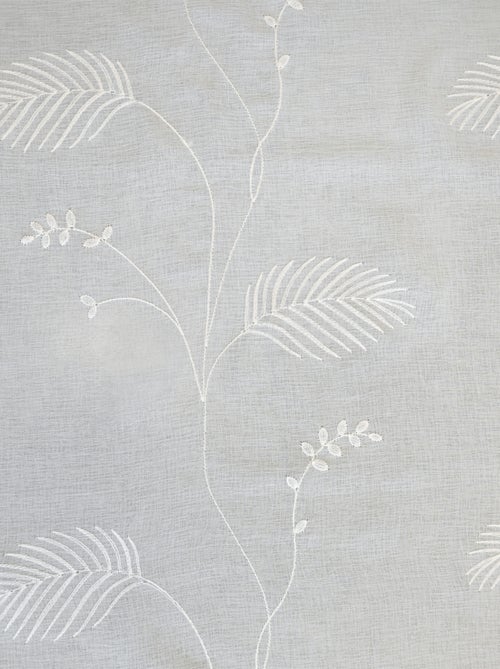 Voilage à oeillets brodé feuilles - Kiabi