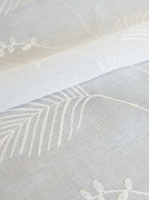 Voilage à oeillets brodé feuilles - Kiabi