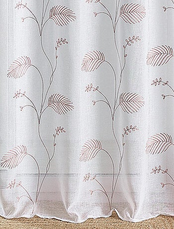 Voilage à oeillets brodé feuilles