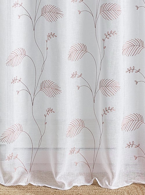 Voilage à oeillets brodé feuilles - Kiabi