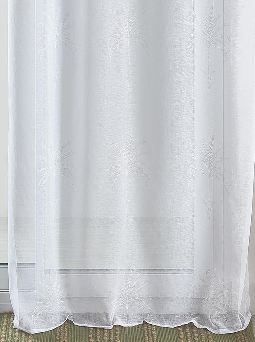 Voilage à oeillets brodé palmiers - Kiabi