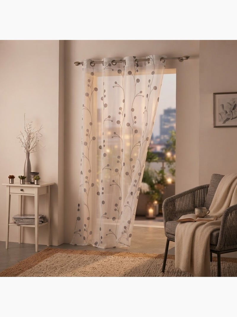 Voilage a oeillets clochettes Noir Gris anthracite - Kiabi