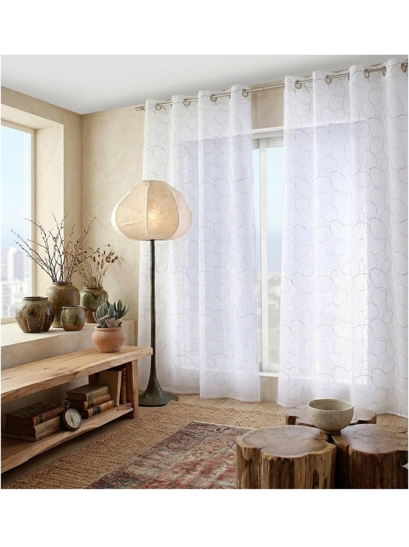 Voilage a oeillets Collection Galet Gris - Kiabi