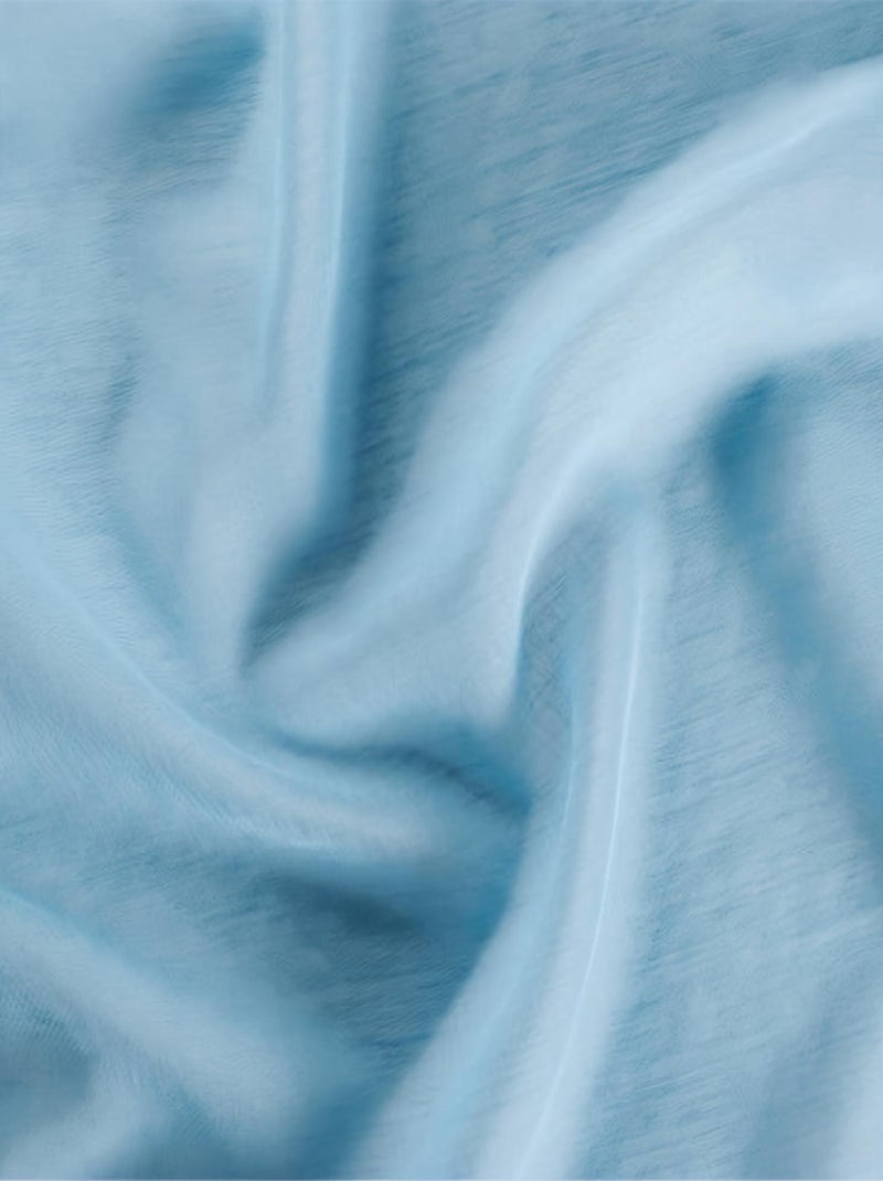Voilage à Oeillets en Tissu Recyclé Bleu - Kiabi