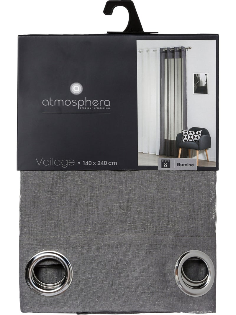 Voilage à oeillets ETAMINE Gris - Kiabi
