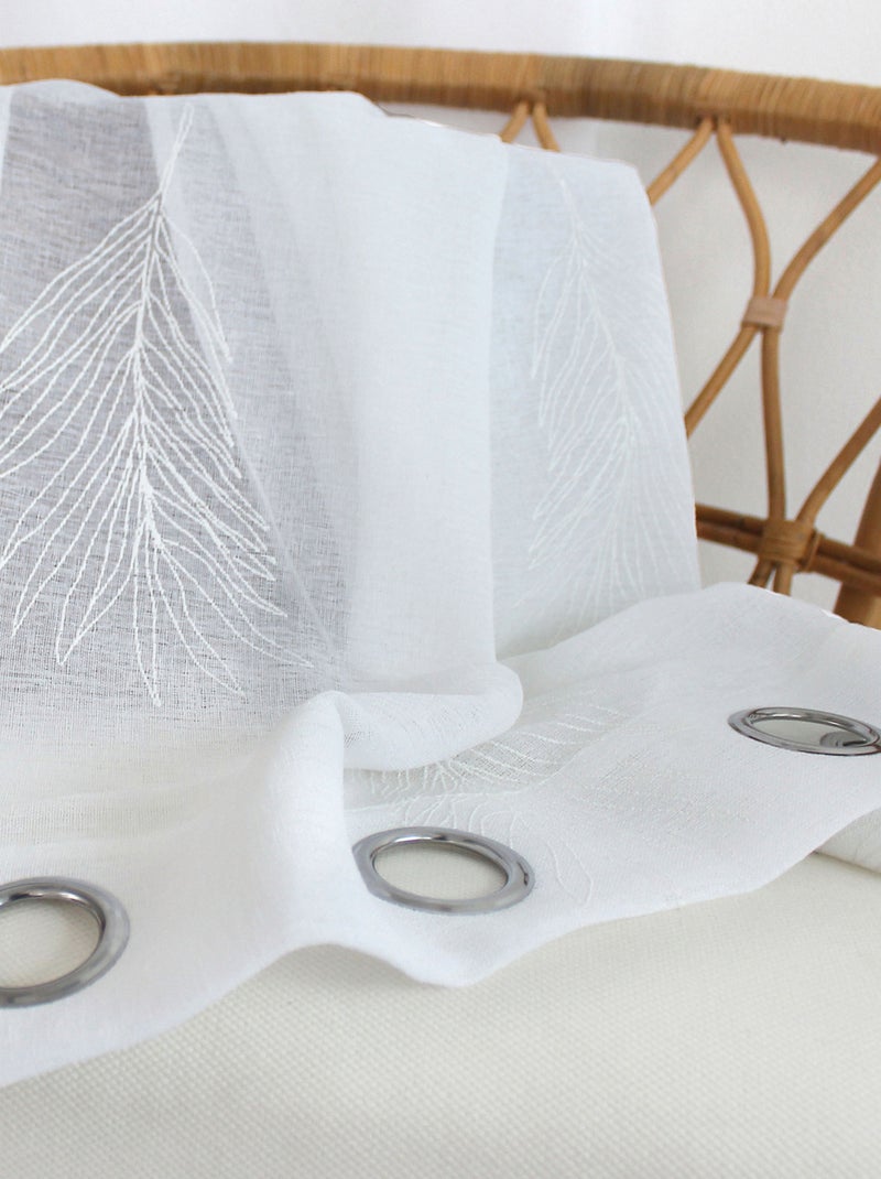 Voilage à oeillets feuille de palmier Blanc - Kiabi