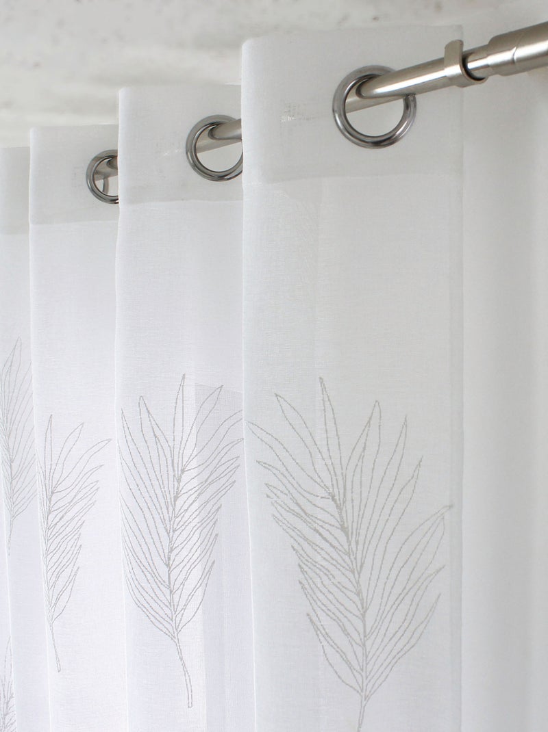 Voilage à oeillets feuille de palmier Blanc - Kiabi