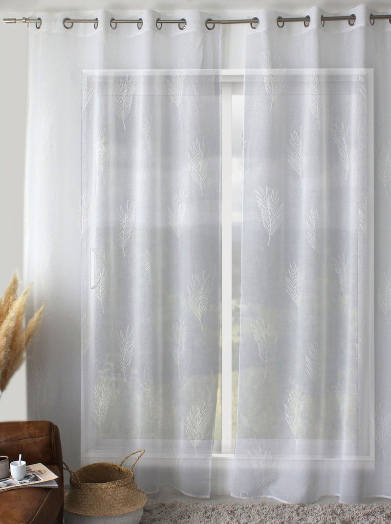 Voilage à oeillets feuille de palmier Blanc - Kiabi