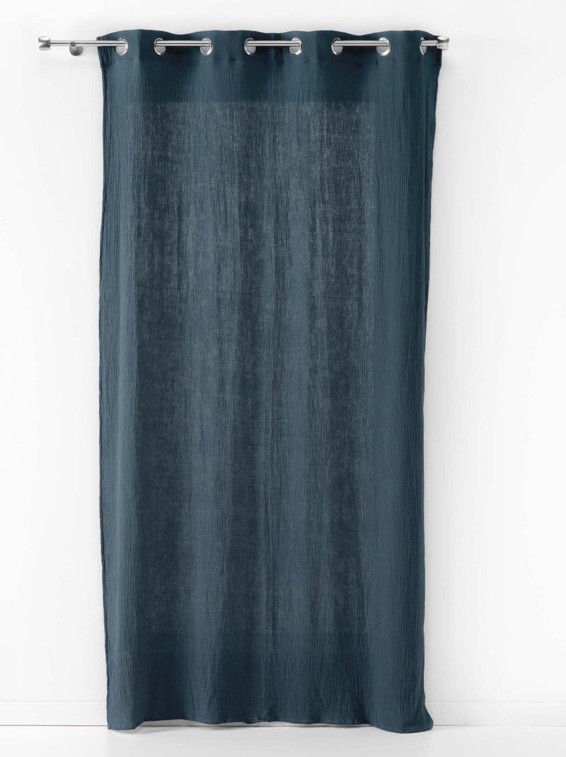 Voilage a oeillets gaze de coton Tendance Bleu marine - Kiabi