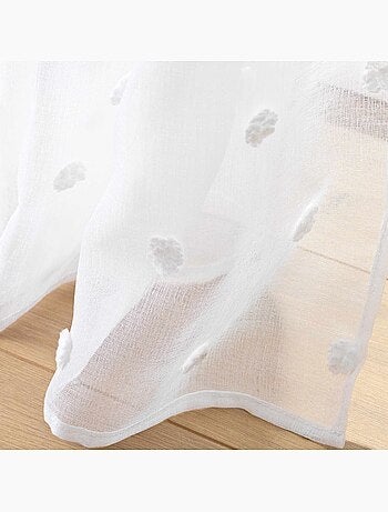 Voilage à Œillets Grande Hauteur - Voile Sable avec Pompons Pompinou