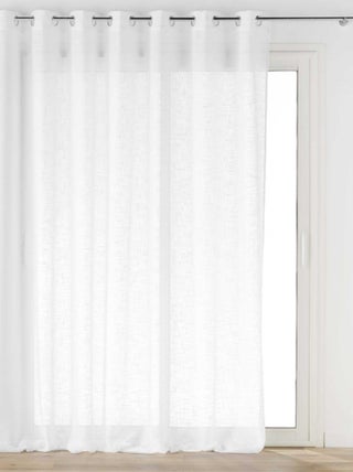 Voilage à Oeillets Haltona Blanc  - Effet Lin Tissé