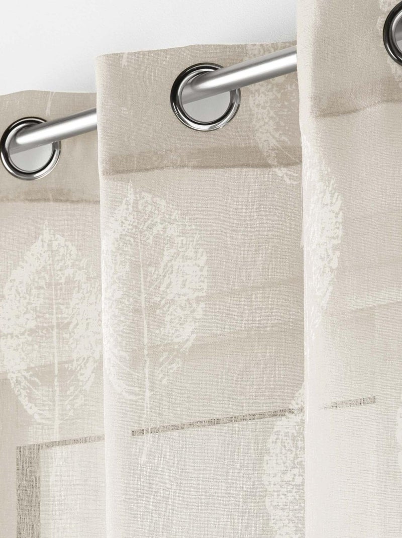 Voilage à œillets imprimé   - Effet lin Beige clair - Kiabi