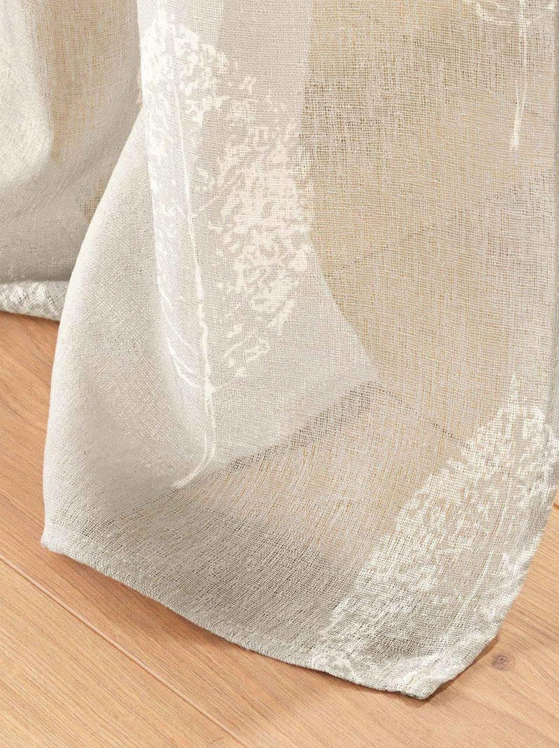 Voilage à œillets imprimé   - Effet lin Beige clair - Kiabi