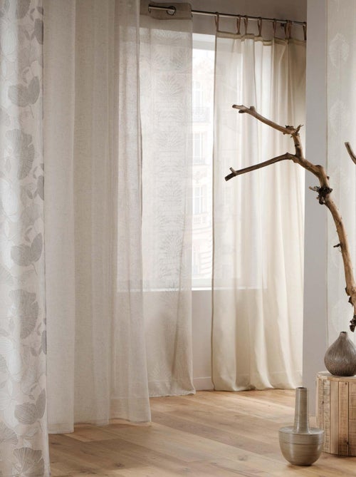 Voilage à œillets imprimé   - Effet lin - Kiabi