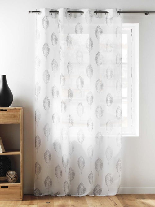 Voilage à œillets imprimé   - Effet lin - Kiabi