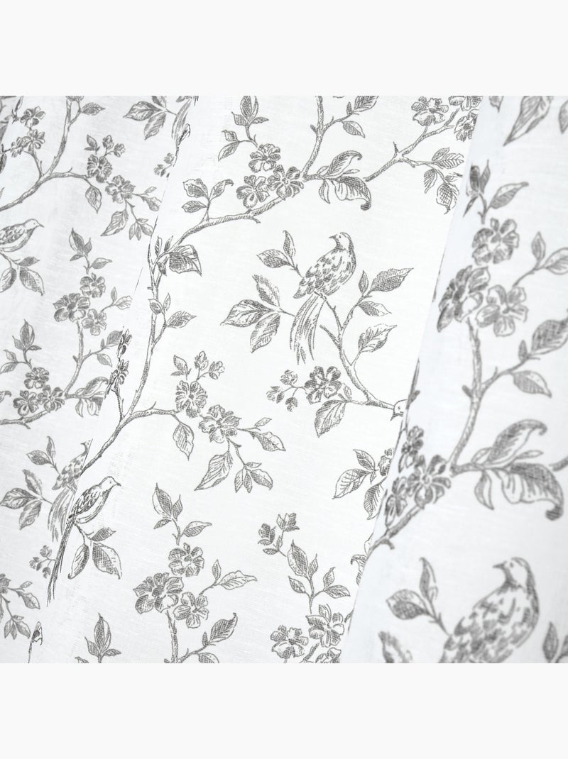 Voilage à oeillets imprimé floral Ecru - Kiabi