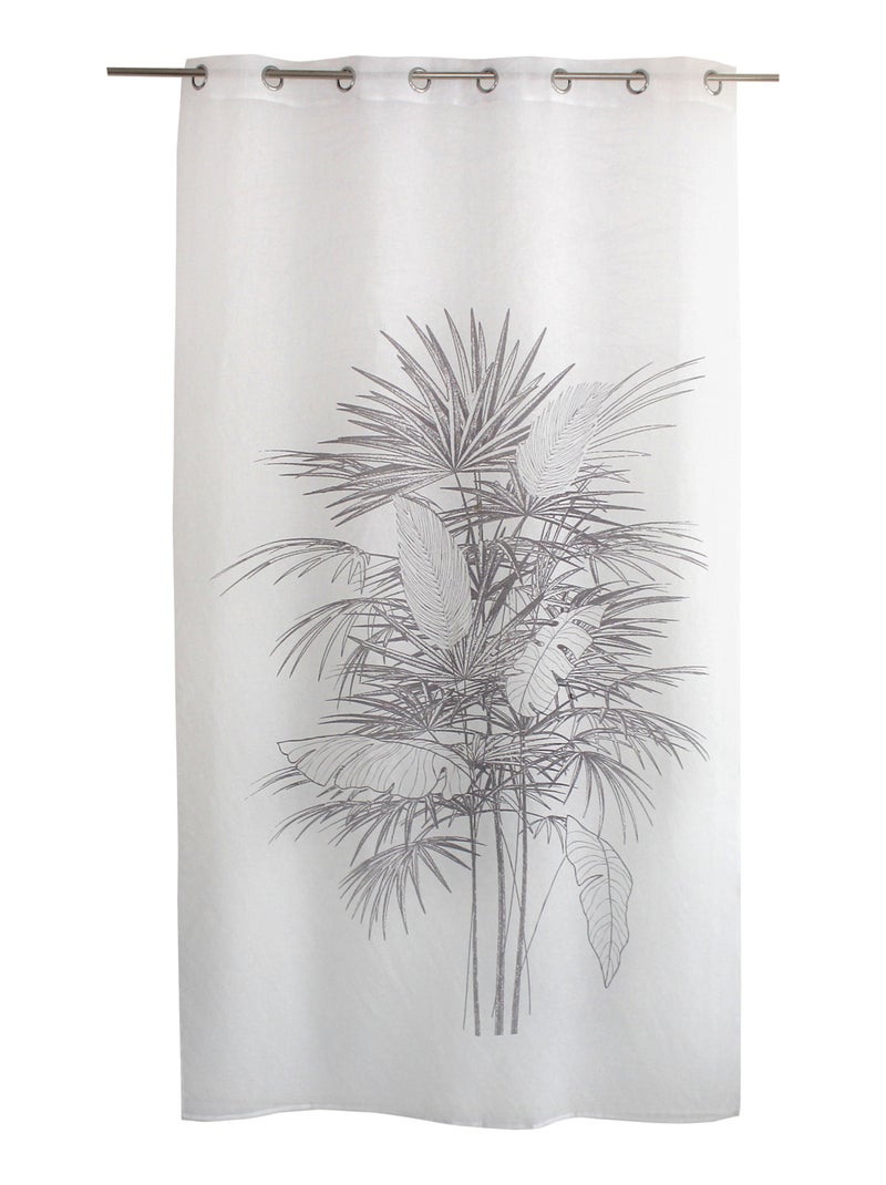 Voilage à oeillets imprimé palmiers gris anthracite - Kiabi