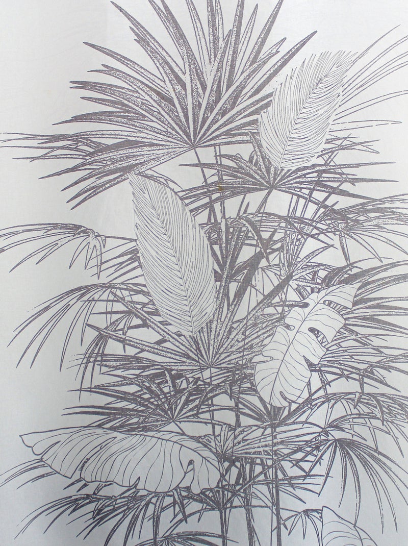 Voilage à oeillets imprimé palmiers gris anthracite - Kiabi