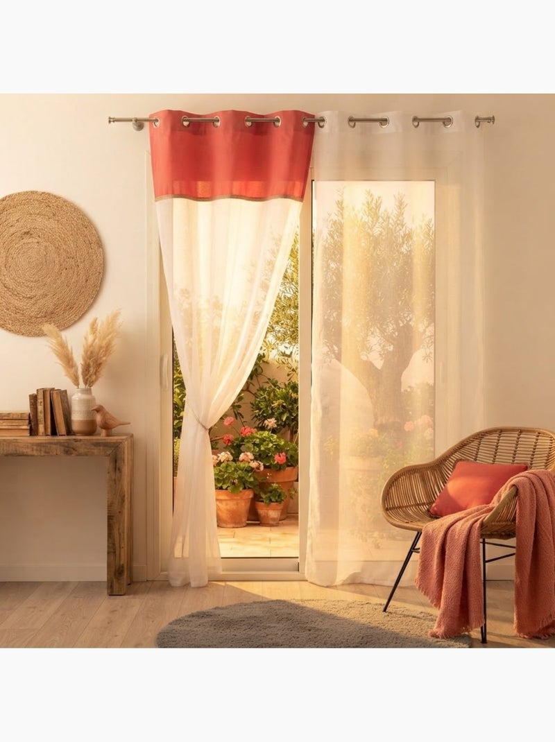 Voilage a oeillets kelonia Orange - Kiabi