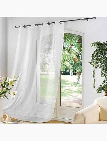 Voilage à œillets métal 140 x 240 cm – Luminette unie Luminea Blanc