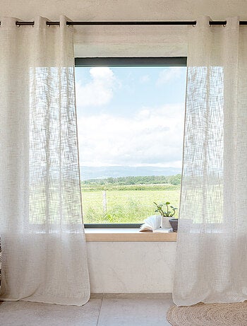 Voilage à oeillets naturel - Effet lin