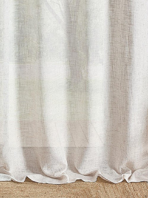 Voilage à oeillets naturel  - Effet lin - Kiabi