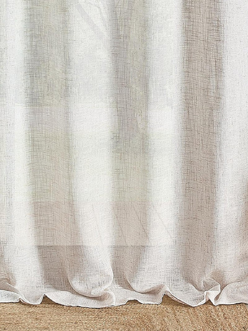 Voilage à oeillets naturel  - Effet lin Beige clair - Kiabi