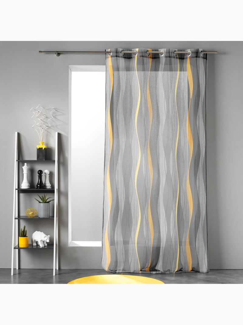 Voilage a oeillets Ondulys Noir Gris anthracite - Kiabi