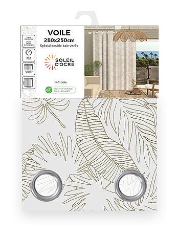 Voilage à oeillets spécial baie vitrée 280x250 cm CELIA, par Soleil d'Ocre