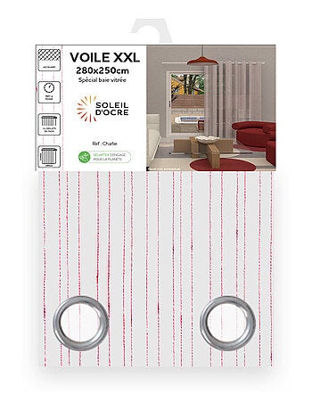 Voilage à oeillets spécial baie vitrée 280x250 cm CHARLIE, par Soleil d'Ocre