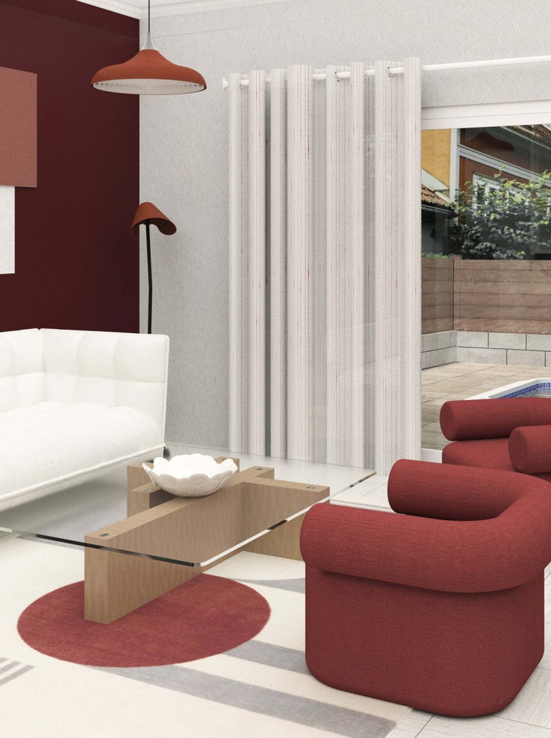 Voilage à oeillets spécial baie vitrée 280x250 cm CHARLIE, par Soleil d'Ocre Rouge - Kiabi