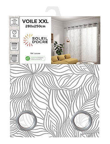 Voilage à oeillets spécial baie vitrée 280x250 cm LOUANE , par Soleil d'Ocre