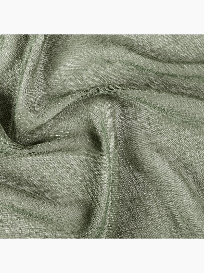 Voilage à oeillets tamisant à fil flammé Vert - Kiabi