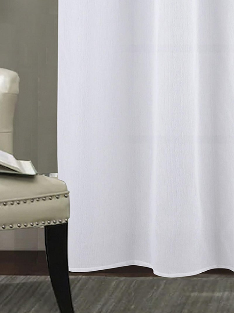 Voilage à oeillets tissé avec relief  - Effet froissé Blanc - Kiabi