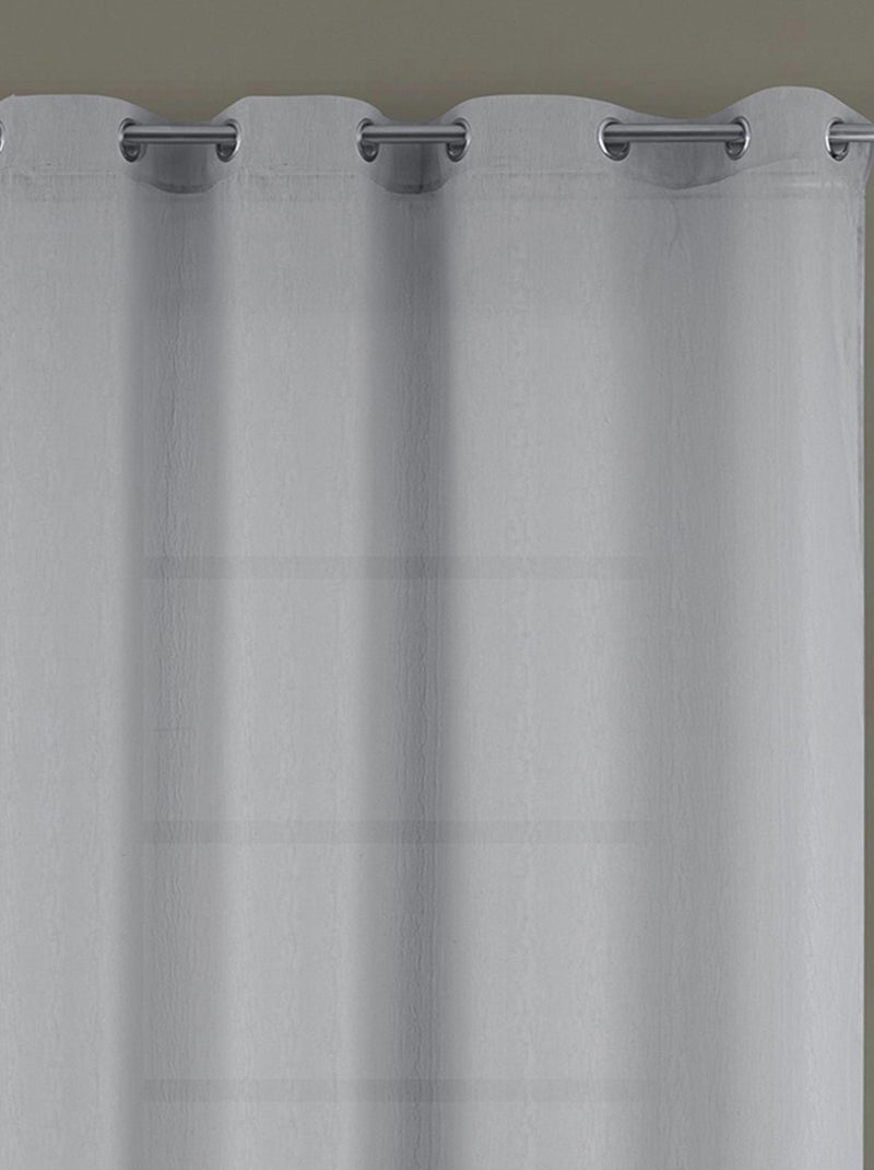 Voilage à oeillets tissé avec relief  - Effet froissé Gris - Kiabi