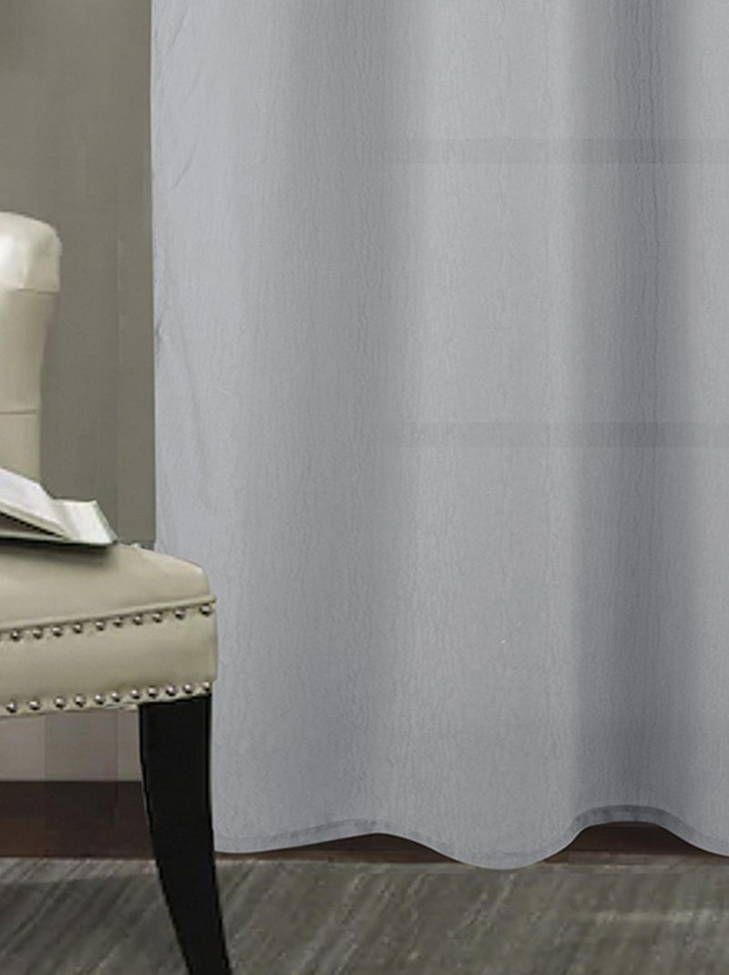 Voilage à oeillets tissé avec relief  - Effet froissé Gris - Kiabi