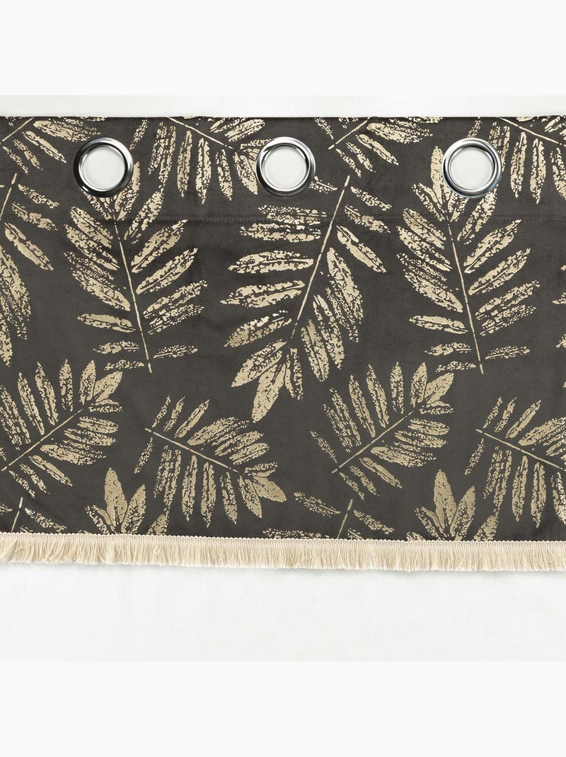 Voilage a oeillets tropical adelore gris anthracite - Kiabi