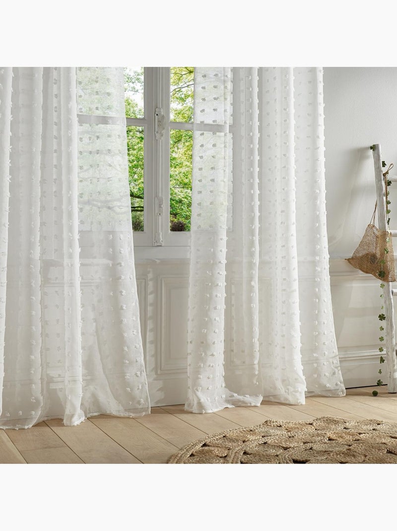 Voilage à pompons LILY Blanc - Kiabi