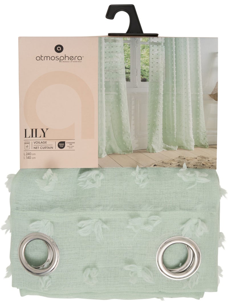 Voilage à pompons LILY Vert clair - Kiabi