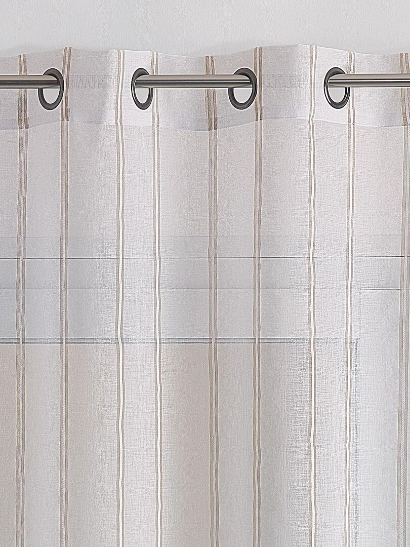 Voilage Décoratif à Rayures Beige/grège En Coton - 260x135 Cm, Marque Linge Des Dômes, Neuf