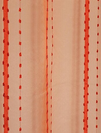 Voilage à rayures et fils coupés brique