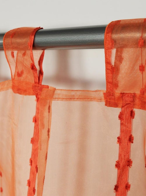 Voilage à rayures et fils coupés brique - Kiabi