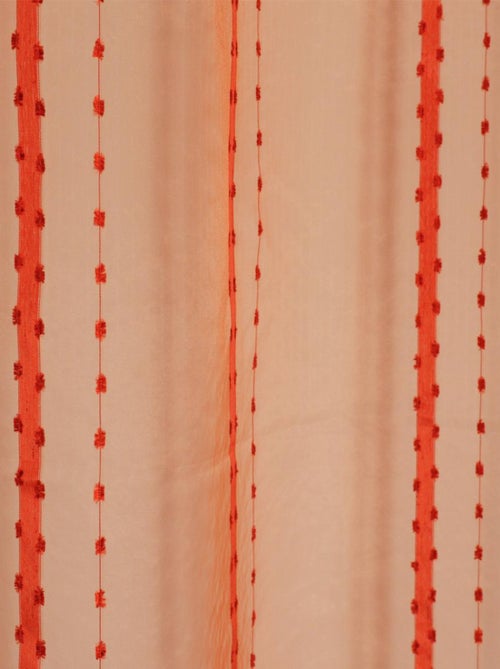 Voilage à rayures et fils coupés brique - Kiabi