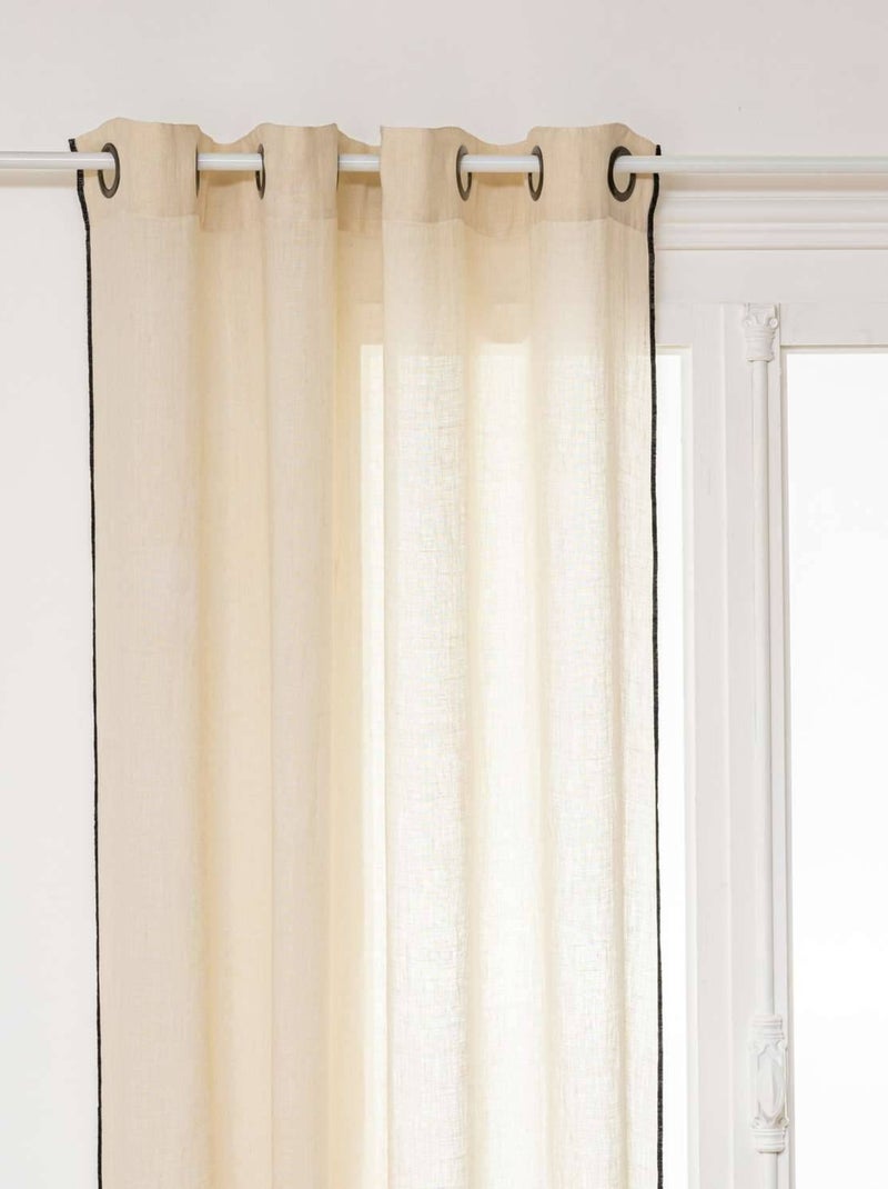 Voilage à surpiqûre noire en 100% lin LINAH Beige - Kiabi
