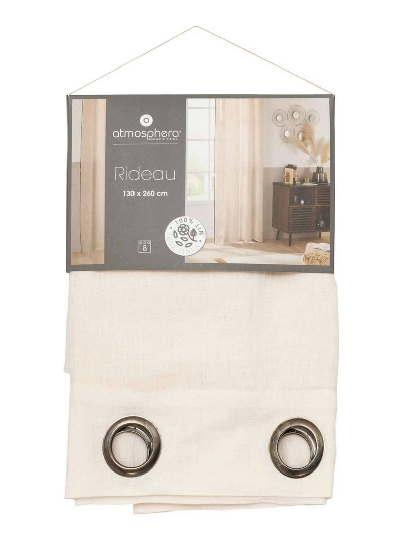 Voilage à surpiqûre noire en 100% lin LINAH Beige - Kiabi
